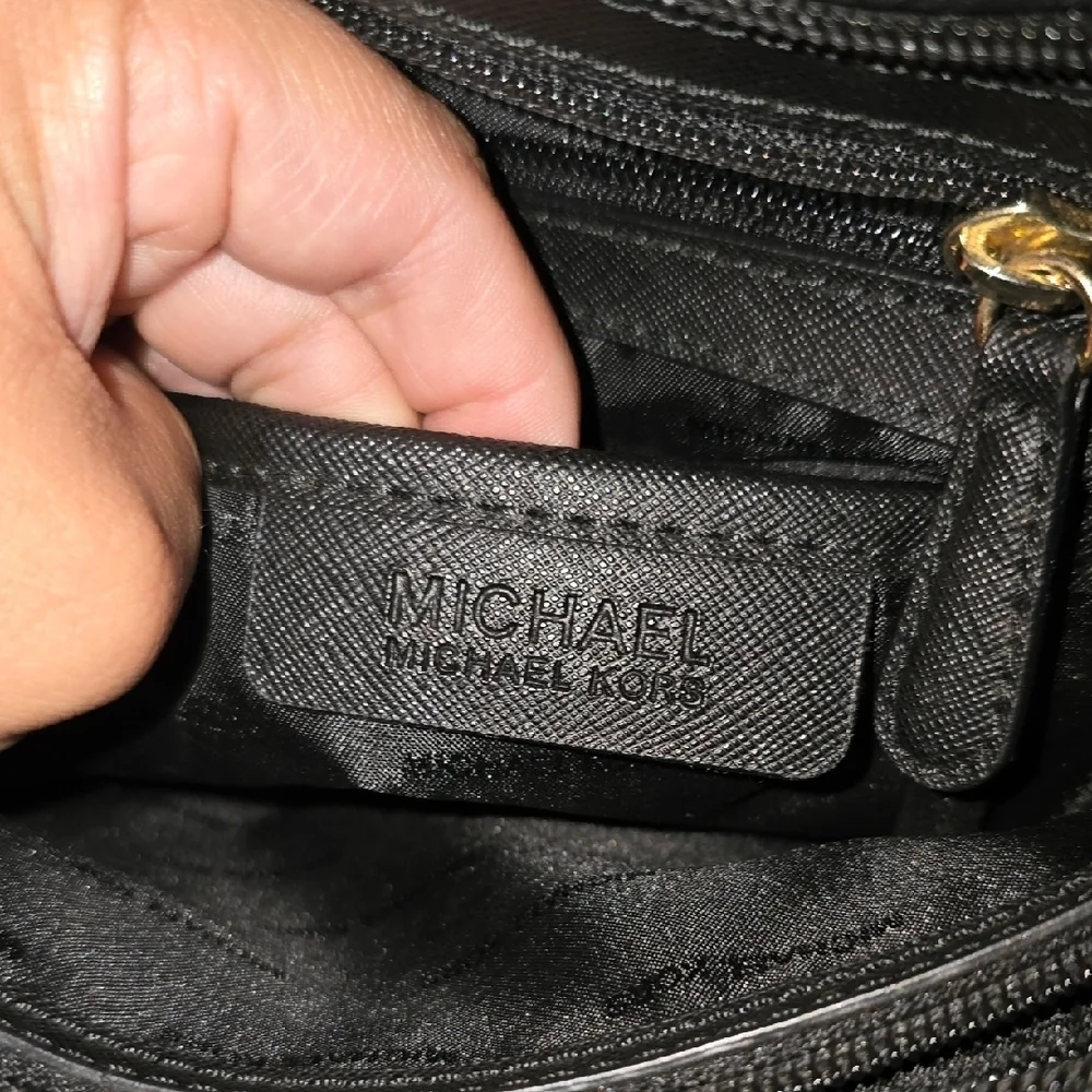 Michael Kors Jet Set Black Medium Saffiano Leather Tote with Gold Accents
